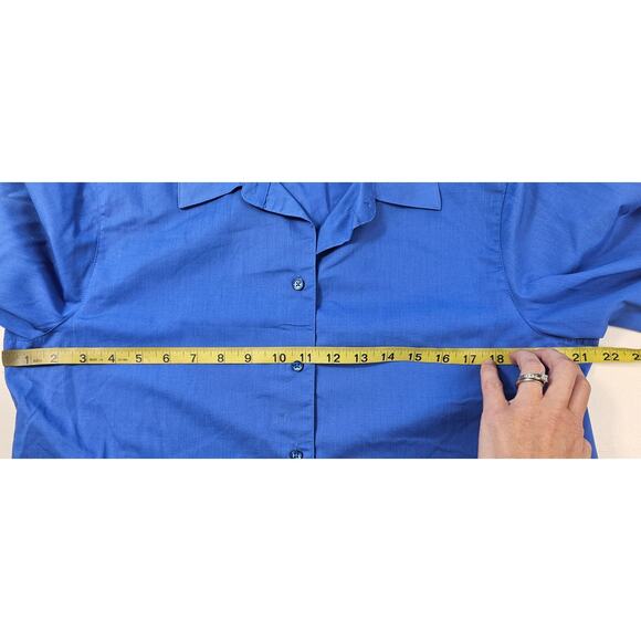 Foxcroft sz 16P 16 PETITE blue wrinkle free career casual work shirt *FLAW* - Picture 7 of 8